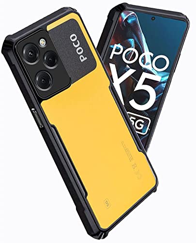 Image of A rtistque Clear Hard Transparent Acrylic Armor Anti-Drop Shockproof TPU Edge Back Cover Case for Poco X5 Pro - Black