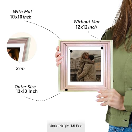 Image of Art Street Luxury Photo Frame for living room, Modern Step Design Photo Frames for Photograph, Art Work, Kids Room Set of 6 (12x12 Inch, Pink)