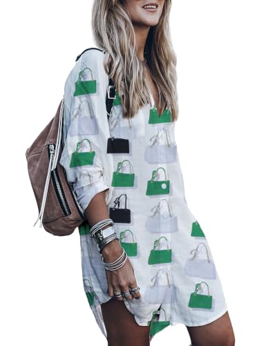 Image of Women's Swimsuit Cover up,Silky Button Down Shirt Midi Dress Kimono,Summer Bathing Suit Beach Coverups for Women (CP-Aline)