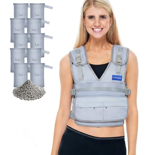 Image of Adjustable Washable Weighted Vest for Women Men, Flexible Cushioning & 4-Layer Breathable Fabric, V-Neck for Walking, Running & Strength Training