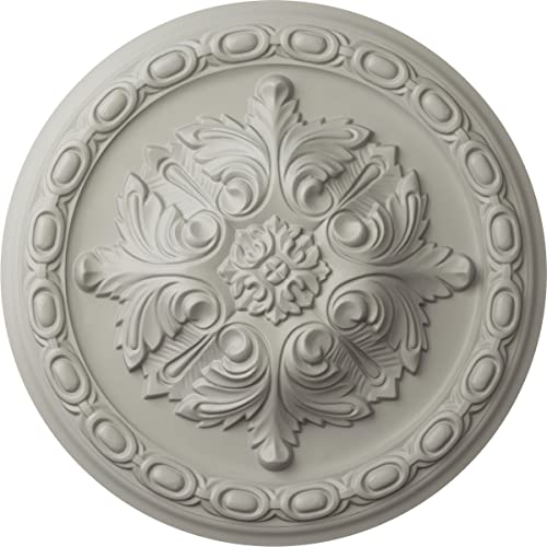 11 3/8"OD x 2"P Acanthus Ceiling Medallion, Hand-Painted Pot of Cream