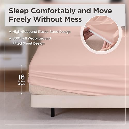 Image of Sophia & William Soft 100% Washed Cotton Sheet Set California King, Pink