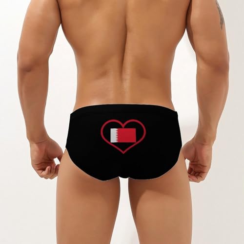 I Love Bahrain Red Heart Mens Swim Briefs Bikini Sexy Low Rise Trunks Swimsuit Bathing Suit Beach2