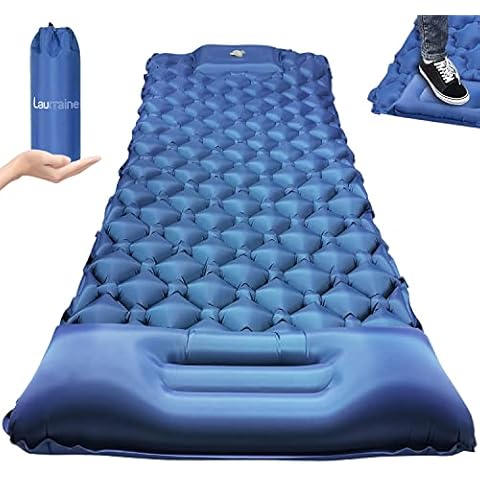 Laurraine Self Inflating Camping mat,Ultralight Sleeping Mats with Pillow,Portable air mattress, Single Camping Bed,Suitable for hiking, camping, backpacking (blue) Cover