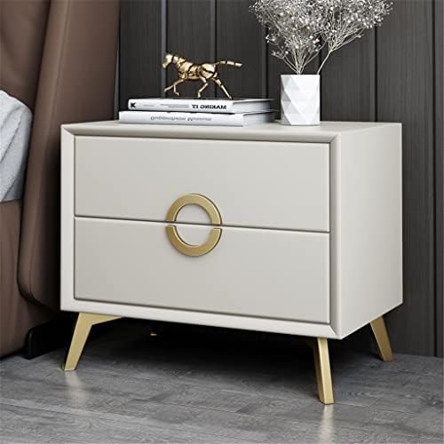 ZCMEB Bedside Table Bedroom Furniture Minimalist Leather Art Night Table Solid Wood Simplely Bedside Cabinet (Color : Black)