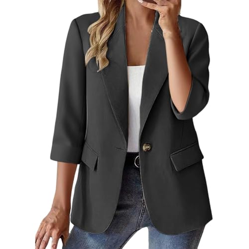 Cárdigan con botones para mujer chaqueta fina manga tres cuartos talla grande