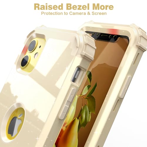 IDweel for iPhone 11 Case with Screen Protector(Tempered Glass), Hybrid 3 in 1 Shockproof Slim Fit Heavy Duty Protection Hard PC Cover Soft Silicone Bumper Full Body Case,Glitter Yellow by IDweel - Used condition - Image 7