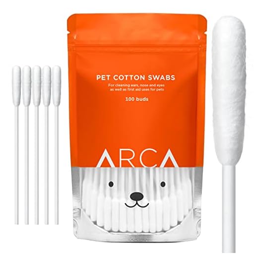 ARCA PET Cotton Swabs for Dogs Cats and Small Pets - Ear Cleaner Swabs with Long Plastic Handle - Ear Cleaning Supply for Puppies and Pets - Multipurpose Cotton Sticks for Pets (100 Buds)