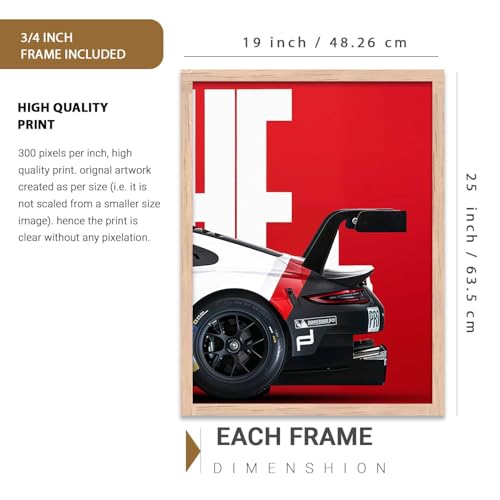 Image of HOTHOUSE Big Sports Cars Framed Posters Gift Items for Boys Room Wall Decoration Bedroom Living Room Office Studio Decor | Car Poster Frame for Wall Decor Set Of 3 Size (19 X 25 inch)