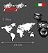 nuovo Generazione 2 Adesivi Stickers Planisfero mappamondo da 34 cm + omaggio 2 adesivi rosa dei venti da 15 cm valigie per moto enduro adventure Trail off Road Sport 4x4 Auto o Moto (Bianco Lucido)