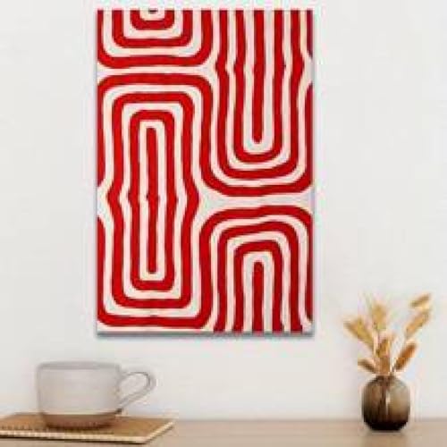 Toile géométrique rouge 70x100cm pour salon moderne