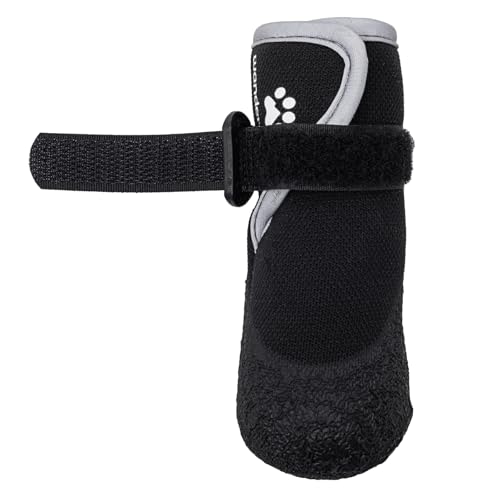 Wanderpfote Hundeschuhe 4er Set wasserdicht – Pfotenschutz Outdoor mit Rutschfester Sohle, weichem Fleece & Reflexstreifen – Ideal für Winter, Schnee, Spaziergänge & sicheres Laufen (Schwarz, 1)