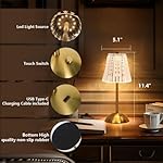 Crystal Table Lamp,5000mAh Rechargeable Cordless Lamp, Battery Operated Touch Light with 3 Color Modes, Dimmable Brightness, Modern Matte Aluminum Body for Bedroom, Bar, Outdoor Decor, Kitchen, Gift - Image 2