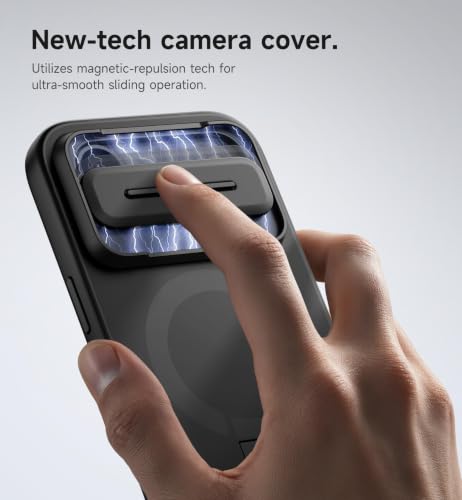 Image of SURITCH for iPhone Air Case with Camera Control Cover, Camera Slide Cover and Adjustable Kickstand, Compatible with MagSafe, Shockproof Bumper Protective Cases for iPhone 17 Air 6.5 Inch, Black