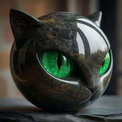 Aiwdeyi Escultura de Piedra de Gatos Negros de Lujo, Escultura Negra de Cabeza de Gato, Estatua de Gatito Decorativa Moderna de 8 cm para estantería, Escritorio, Armario, Mesa