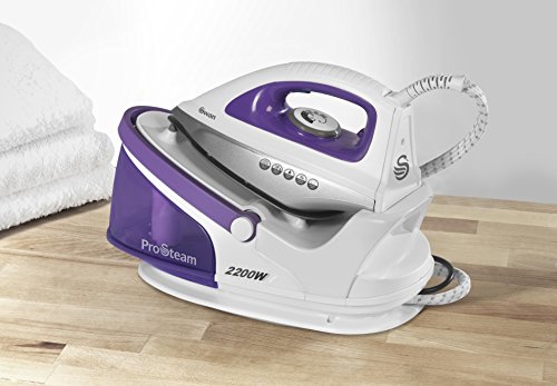Swan ProSteam Steam Generator Iron with Non Stick Ceramic Soleplate and 100 g/min Continuous Steam, 2200 W, 1.5 Litre Removable Tank, Lightweight, Purple/White, SI11010N
