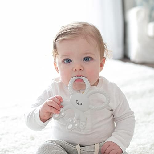 Dr. Brown's Flexees Teether, Gray Bunny, Soft 100% Silicone Baby Teether, BPA Free, 3m+, 1 Pack - 2
