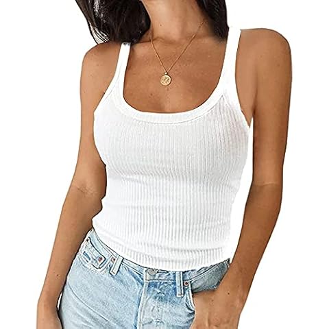 Imily Bela Spaghetti Tops Damen Ärmellos Unterhemd Sexy Tank Top Gerippt Camisole Sommer Shirts Oberteile Cover