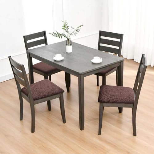 YISUN Stretch Chair Seat Covers 4 PCS, Removable Washable Dining Chair Covers Anti-Dust Dining Room Chair Covers Seat Cushion Slipcovers (T-Coffee, 4) by YISUN - Image 7