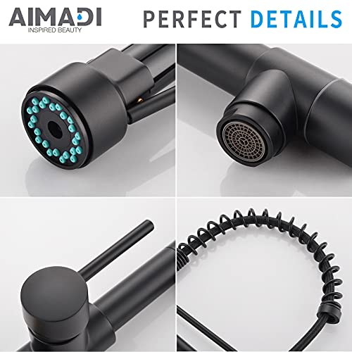 AIMADI Black Kitchen Faucet with Pull Down Sprayer,Single Handle by AIMADI - Used condition - CA$69.73