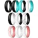 ThunderFit Silicone Wedding Bands for Women, Breathable 2 Layer - 5.5mm Wide - 1.5mm Thick (10 Rings Combination A - Size 7.5 - 8 (18.2mm))
