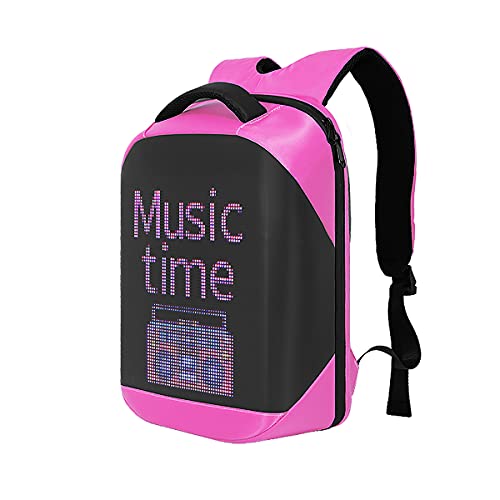 Novelty Smart LED Backpack Fashion Black Customizable Laptop Backpack Creative Christmas Gift School Bag (Pink)