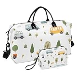 Reisetasche, Busfahrzeug, Baum, Turnbeutel mit Aufbewahrungstasche, Wochenendtasche, Übernachtungstasche, für Männer und Frauen, Reisen, Sport, Yoga, Mehrfarbig, Einheitsgröße