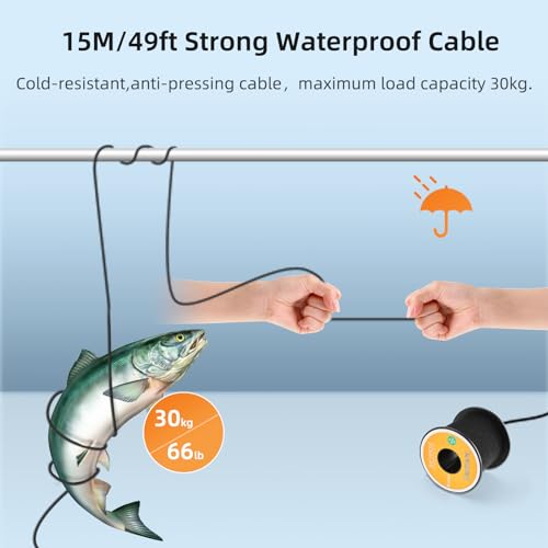 Eyoyo Underwater Fishing Camera Portable Video Fish Finder 1000TVL Waterproof Camera w/ 12pcs Infrared Lights 7 inch Monitor Underwater DVR Video Fish Cam for Boat, Lake, Ice Fishing (30m+DVR)
