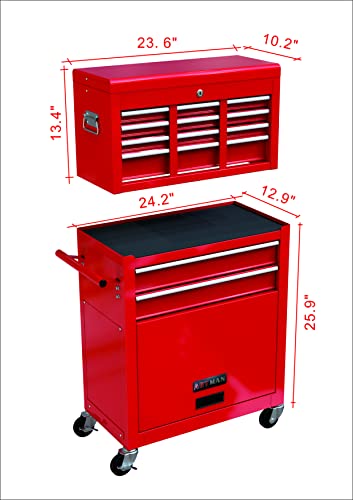 Tool Chest With Wheels - Upgraded High Capacity 8-Drawer Tool Boxes With Drawers And Wheels, Removable Tool Box Combo For Craftsman, Mechanics Tool Storage Cabinet For Garage, Workshop (Red) #TOP3