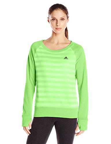 adidas Performance Women's Ultimate Fleece Crew Sweatshirt, Large, Solar Green/Purple