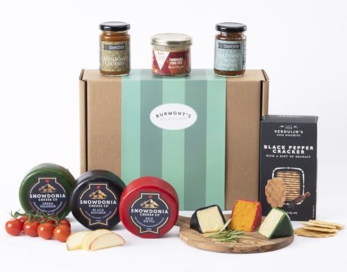 Snowdonia Cheese Company Gift Box Containing Three 200g Truckles Chutneys Farmhouse Pate & Wafers. Hamper Exclusive To Burmonts