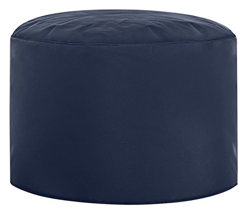 Gouchee Home Brava Pouf Collection Contemporary Polyester Upholstered Round Pouf/Ottoman, Navy