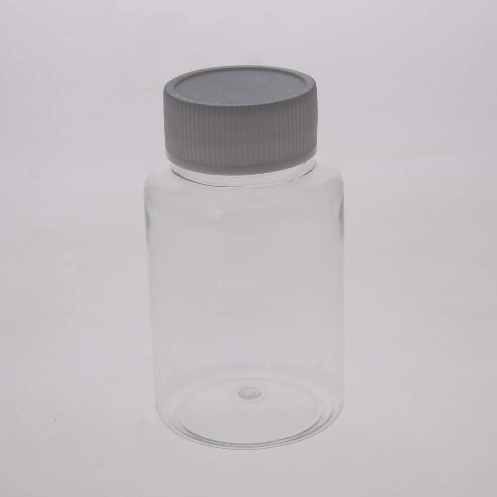 Bettomshin 20Pcs 100ml PET Plastic(Food Grade) Bottles, Clear Bottle Wide Mouth Sample Sealing Storage Container White Screwcap Cylindrical Transparent