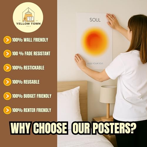 Image of Yellow Town India THIS KITCHEN IS FOR DANCING Art Prints | Set of 4 A4 Posters with Wall Friendly Adhesive | 300 GSM Unframed Girly Moodboard Aesthetic Posters for Room Decor