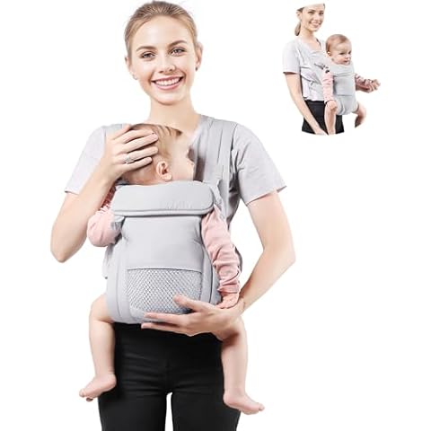 Shiaon Baby Carrier Newborn to Toddler, Cozy Baby Wrap Carrier(7-30lbs), Easily Adjustable Toddler Carrier, Lightweight Baby Holder Carrier, Baby Sling Carrier, All Positions Baby Chest Carrier, Grey Cover