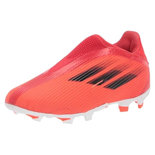 adidas X Speedflow.3 Laceless Firm Ground Soccer Shoe, Red/Black/Solar Red, 5 US Unisex Big Kid