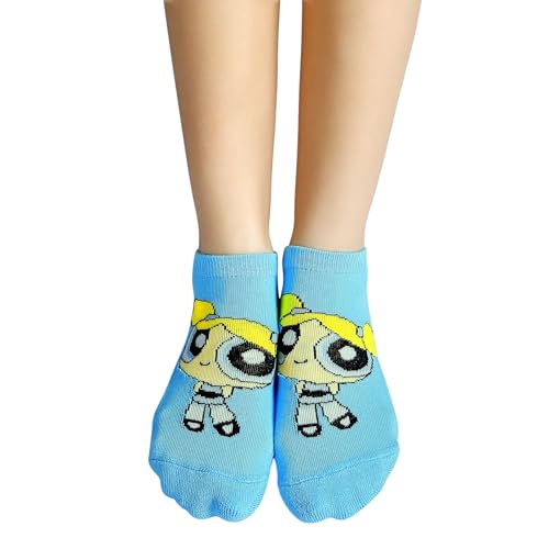 Powerpuff Girls SocksXpress Women’s Low-Cut Socks | Pack of 3 Pairs | Pink, Blue, Green | Officially Licensed Blossom, Bubbles & Buttercup Designs | Premium Combed Cotton & Spandex | Soft, Breathable