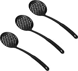 Slotted Skimmer Spoon Strainer - Pack of 3 - Long Handle Cooking Deep Fryer Strainer Skimmer Spoon