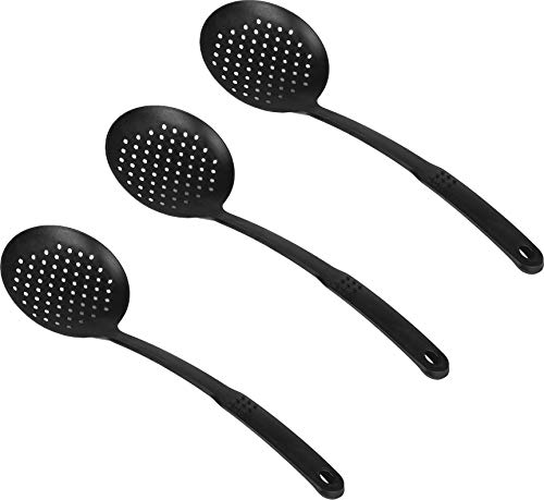 Slotted Skimmer Spoon Strainer - Pack of 3 - Long Handle Cooking Deep Fryer Strainer Skimmer Spoon