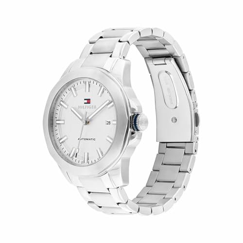 Image of Tommy Hilfiger LARS with Automatic Silver Dial Silver Strap Watch for Men - TH1710695W