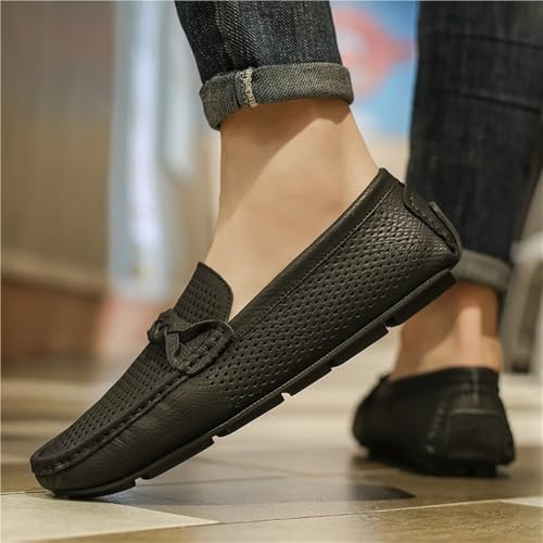 Loafers for Men Square Toe Faux Leather Breathable Perforated Resistant Anti-Slip Comfortable Walking Fashion Slip-on4