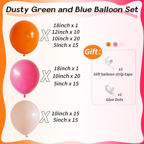 Image of Pink and Orange Balloon Arch Kit, Hot Pink Orange Peach Garland Balloon, Fuchsia Magenta Latex Balloons for Baby Shower Birthday Wedding Tropical Hawaiian Beach Flamingo Sunset Party Decorations