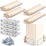 Blulu 3-1/2インチ ニューエルポスト取り付けキット 8個 Lブラケットポストファスナー 8個 メープルウッドスカートトリムとネジ 四角いニューエルズ固定手すり手すり手すり手すり階段や床