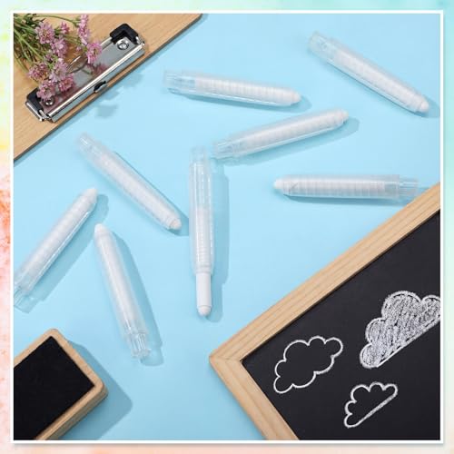 YooNotee 30 Pcs Dustless Chalk for Kids with Holder Sidewalk Chalk Bulk Non-toxic Washable Mess-free Chalkboard Art Tool for Adult Drawing Writing Outdoor Blackboard(White)