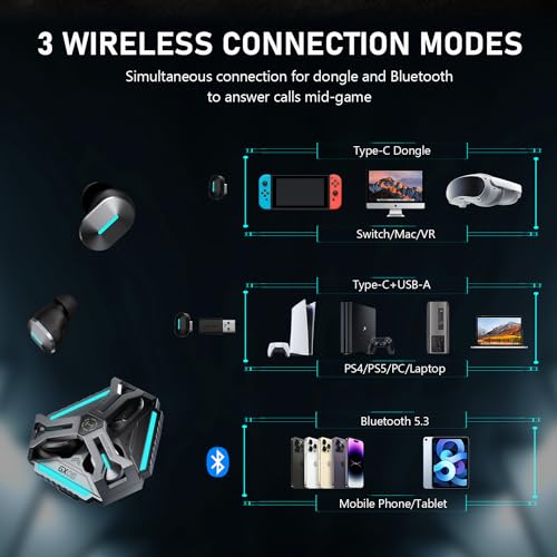 Image of Edifier GX05 Wireless Gaming Earbuds Bluetooth 5.3 with 2.4GHz Dongle, 15ms Low Latency Earphones with Dual Connection, LHDC 5.0 Lossless Sound, Dual Mics, 11 RGB Light for PC PS4 PS5 Switch Mobile VR