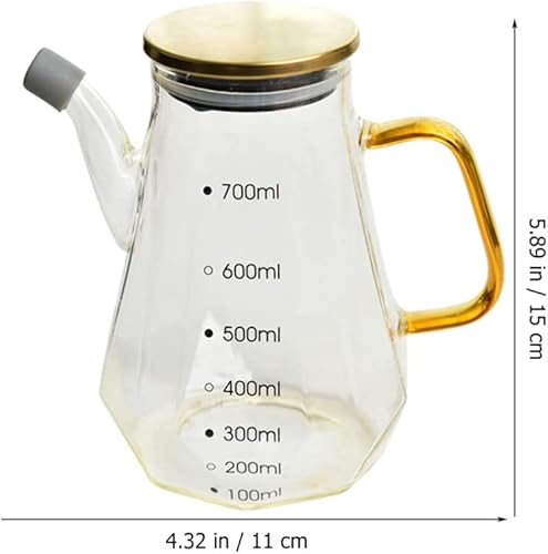 Miniatura 6 de UPKOCH Botella dispensadora de aceite para freír, botella de aceite de vidrio con asa y tapa, dispensador de aceite y vinagre, contenedor de líquido