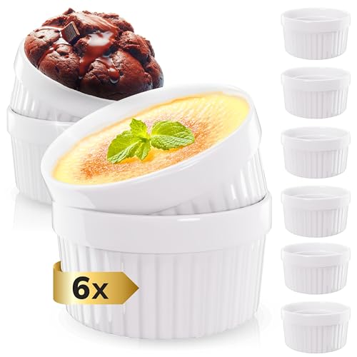 Miniatura 2 de Toci Ramekins Brulee Crema Blanca 9 Cm, También Para Soufflé De Chocolate Y Ragú, Plato De Tarta De Cerámica. Paquete De 6 Unidades De Color Blanco