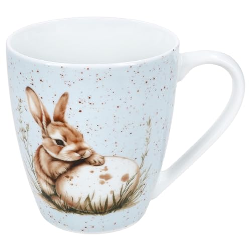 Ritzenhoff & Breker Bunny blau Kaffeebecher I 300 ml, Ø 8,5 cm I Porzellan Becher mit Hasen & Eier Dekor I frühlingshafte Tasse für Kaffee, Tee oder Kakao zu Ostern