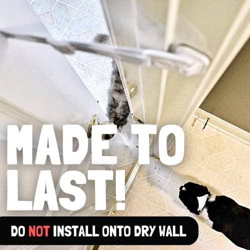 Door Buddy Door Latch Plus Door Stop. Keep Dog Out of Litter Box and Prevent Door from Closing. Easy Cat and Adult Entry. Installs in Seconds. Perfect Pet Gate and Cat Door Alternative! (Grey)