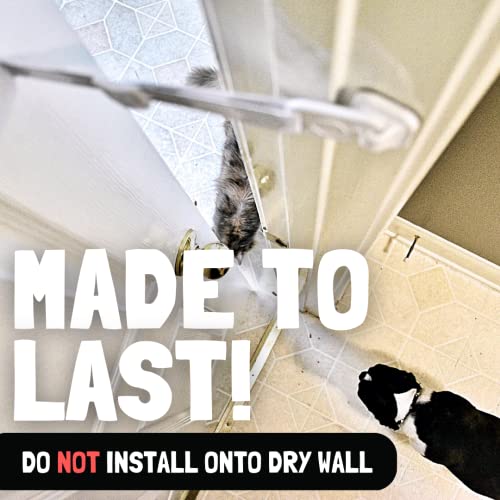 Door Buddy Pet Door Latch For Cats - Grey. Adjustable Cat Door Strap. Dog Proof Litter Box & Cat Feeding Station Without Pet Gate Or Cat Door For Interior Door. Most Customizable Cat Door Latch Holder #TOP5